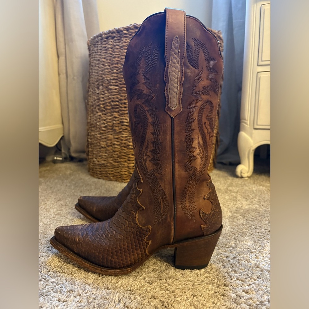 Dan Post Rattle Snake Dark Brown Western Boots - Picture 6 of 7